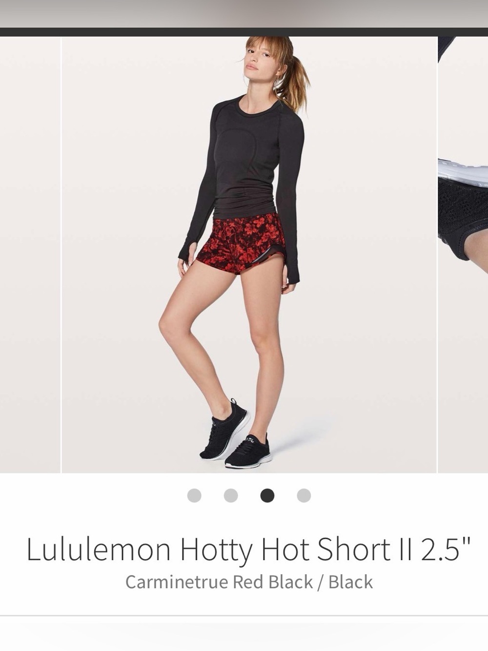 lululemon athletica Hotty Hot Short II — Carmine True Red with Black